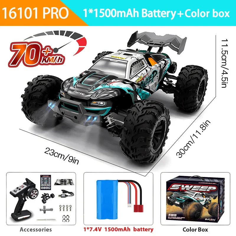 1:16 70KM/H Or 50KM/H 4WD RC Car With LED Remote Control Cars High Speed Drift Monster 4x4 Truck for Kids vs Wltoys 144001 Toys - Image 8