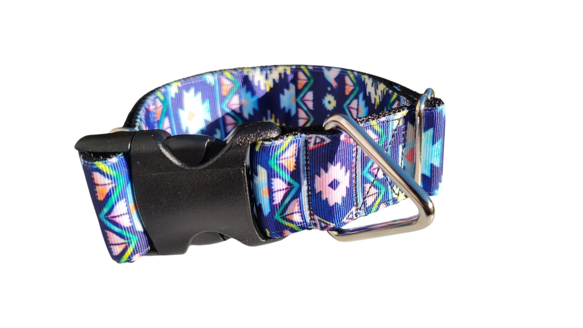 1.5" Wide Blue Tribal Nylon Dog Collar - Image 2