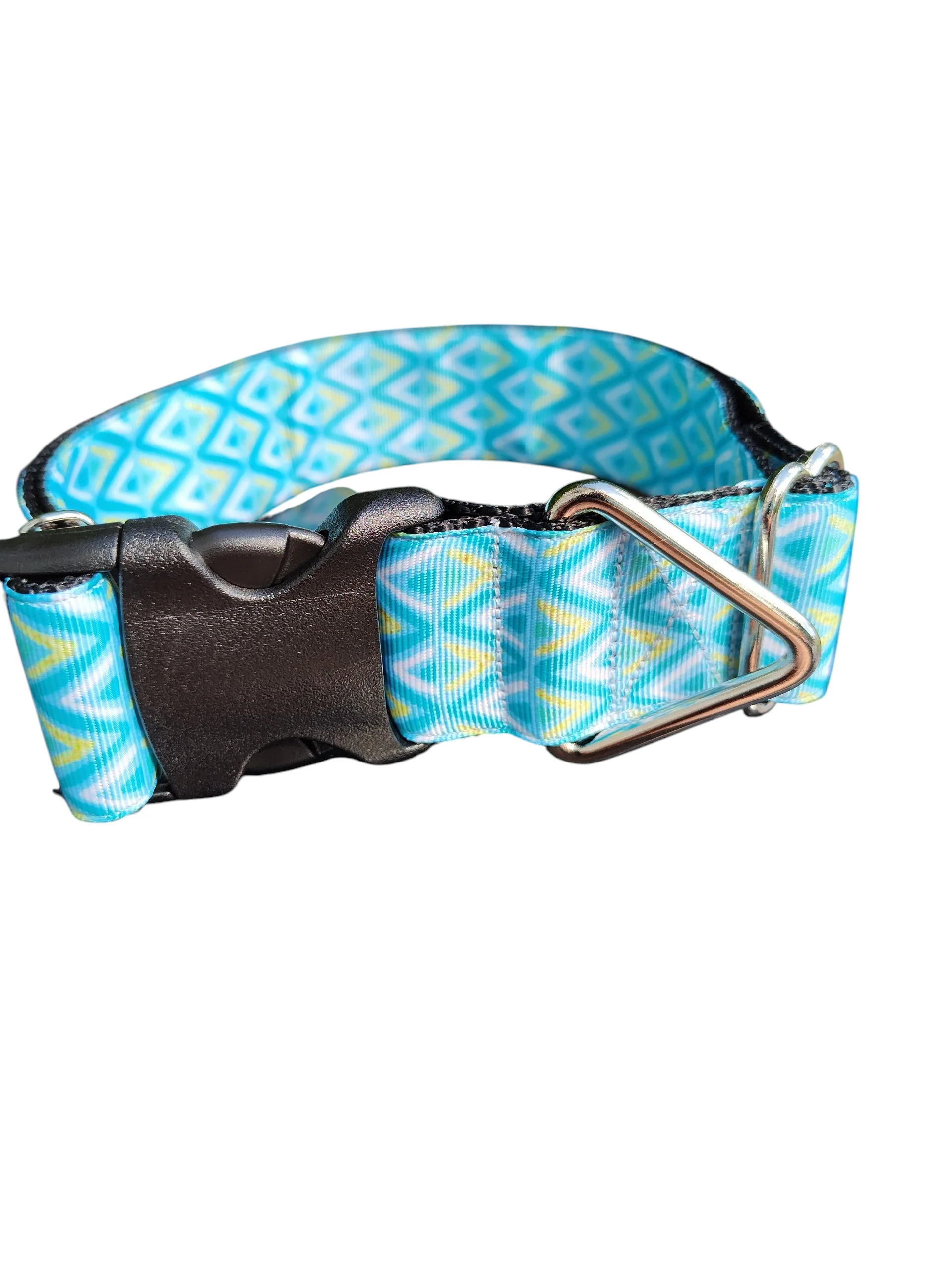 1.5" Wide Blue Zig Zags Nylon Dog Collar - Image 2