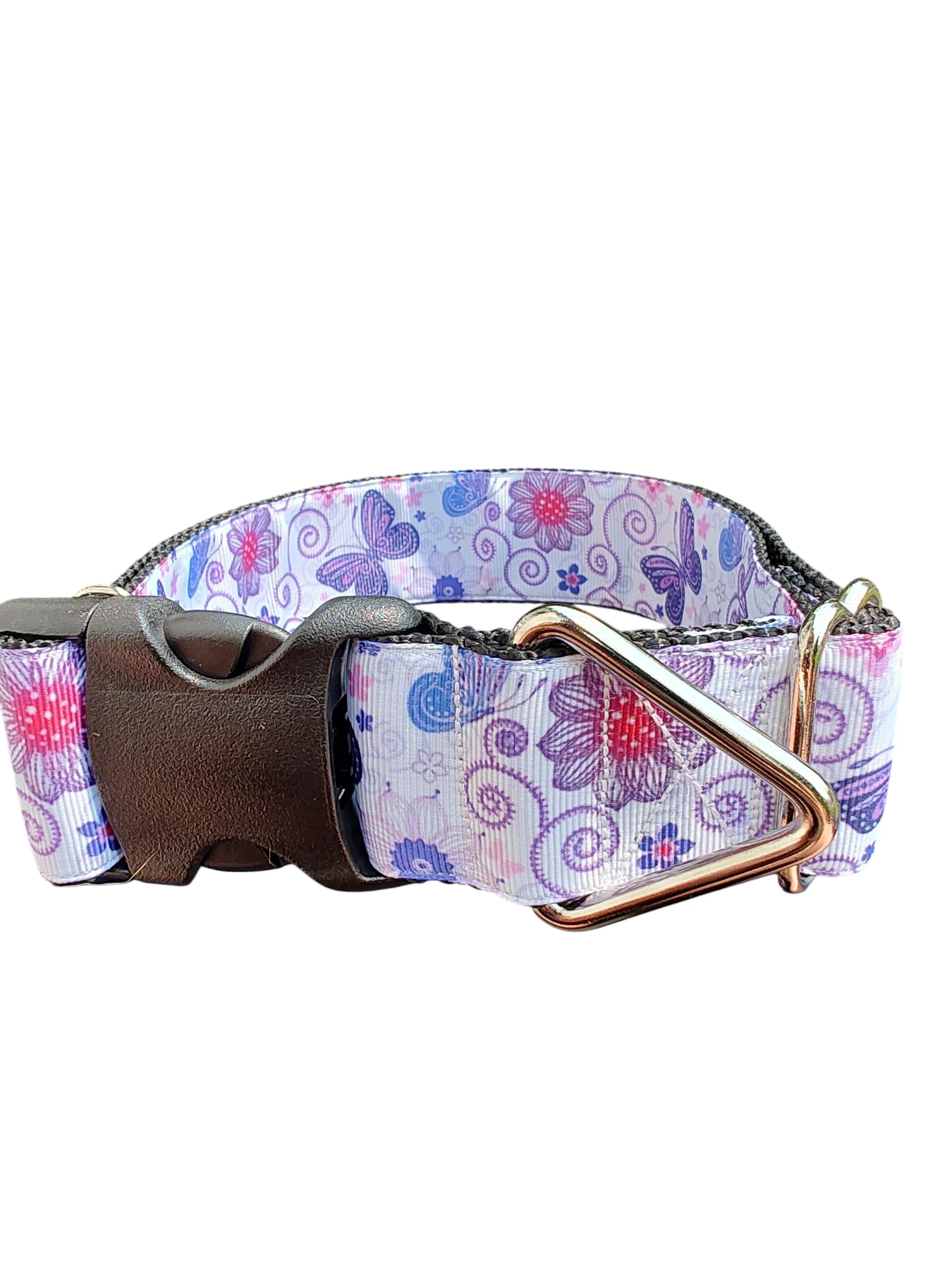 1.5" Wide Butterflies and Flowers Nylon Dog Collar - Image 2