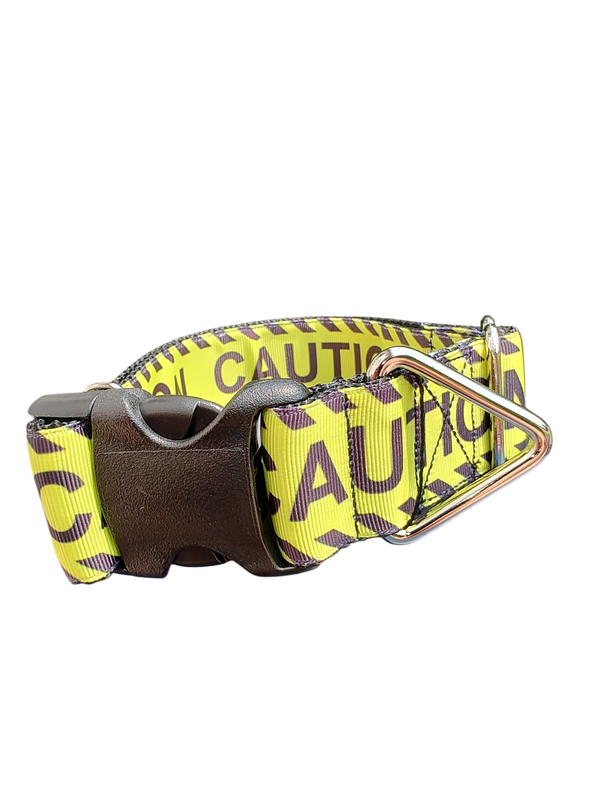 1.5" Wide Caution Nylon Dog Collar - Image 2