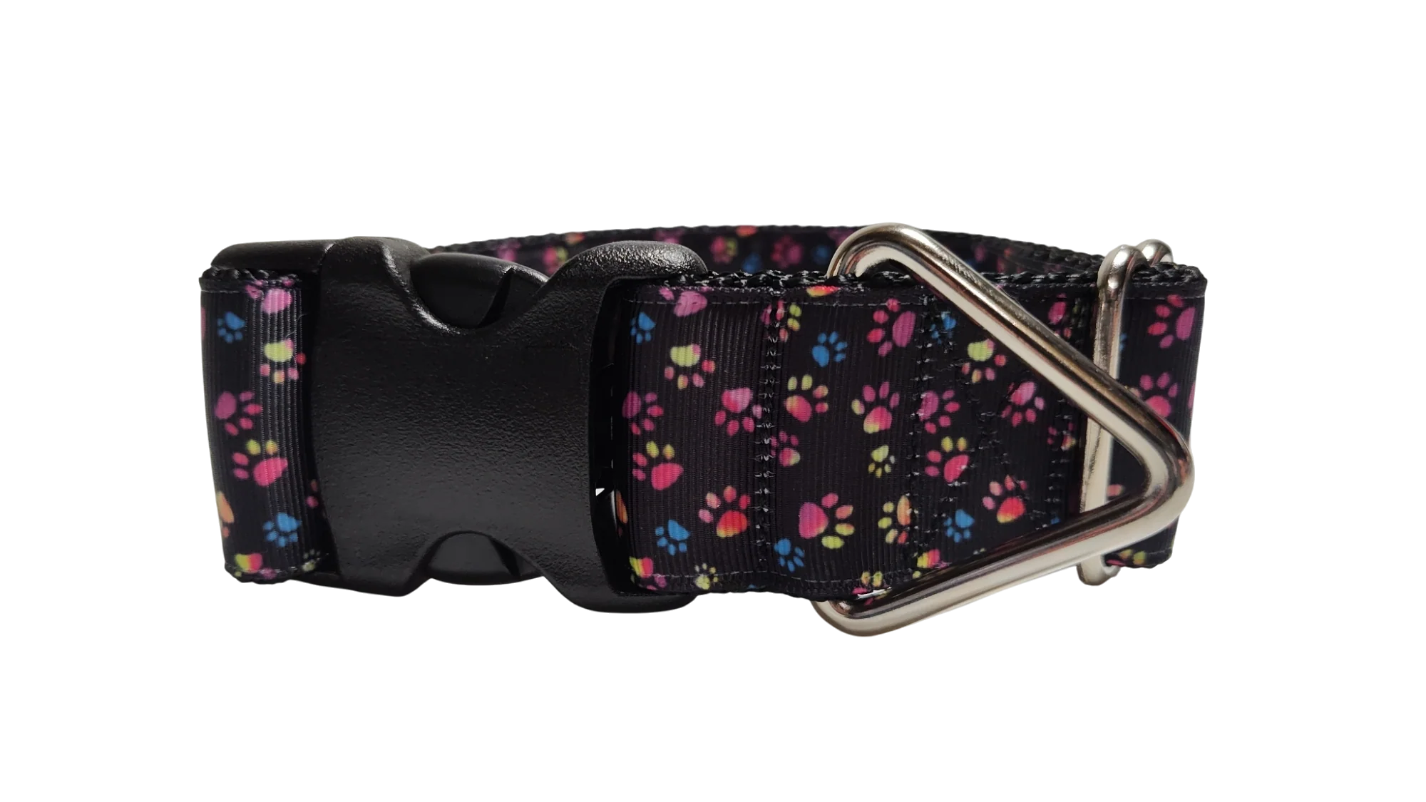 1.5" Wide Colorful Pawprints Nylon Dog Collar - Image 2