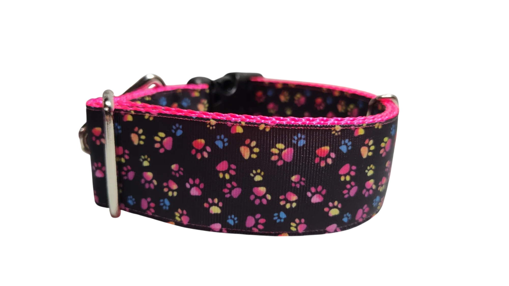 1.5" Wide Colorful Pawprints Nylon Dog Collar - Image 3