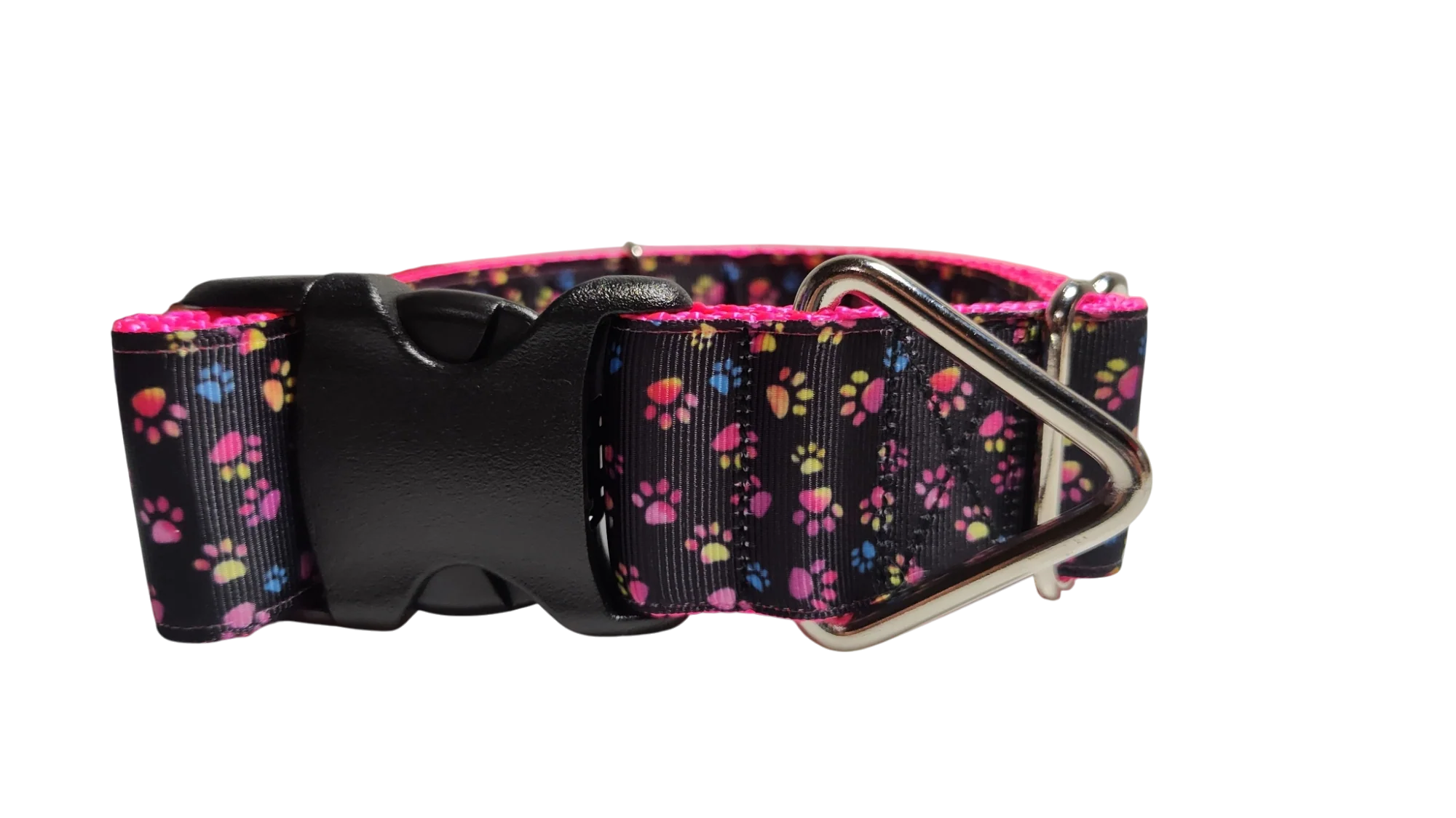 1.5" Wide Colorful Pawprints Nylon Dog Collar - Image 4