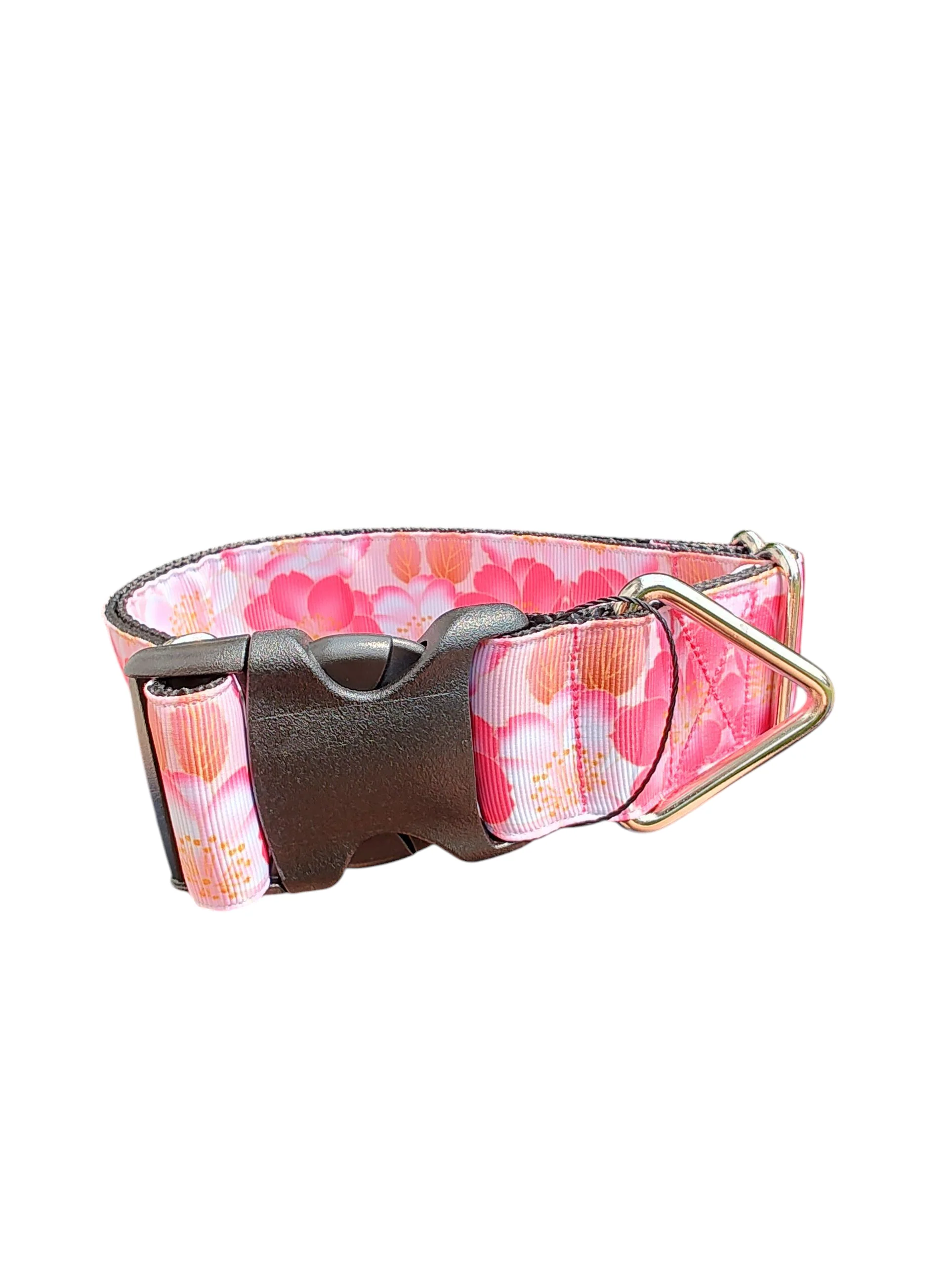 1.5" Wide Pink Flowers Nylon Dog Collar - Image 2
