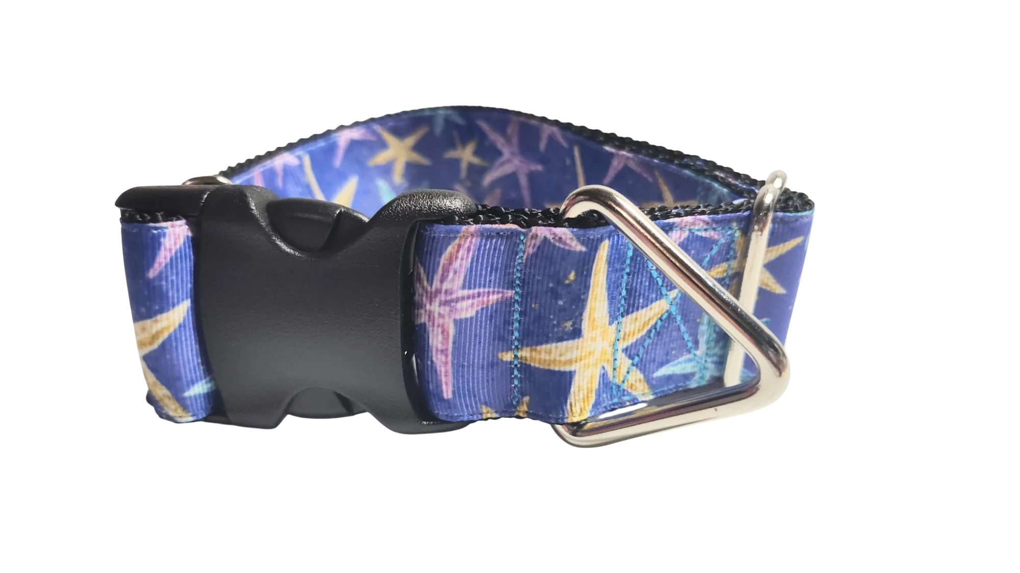 1.5" Wide Purple Starfish Nylon Dog Collar - Image 2