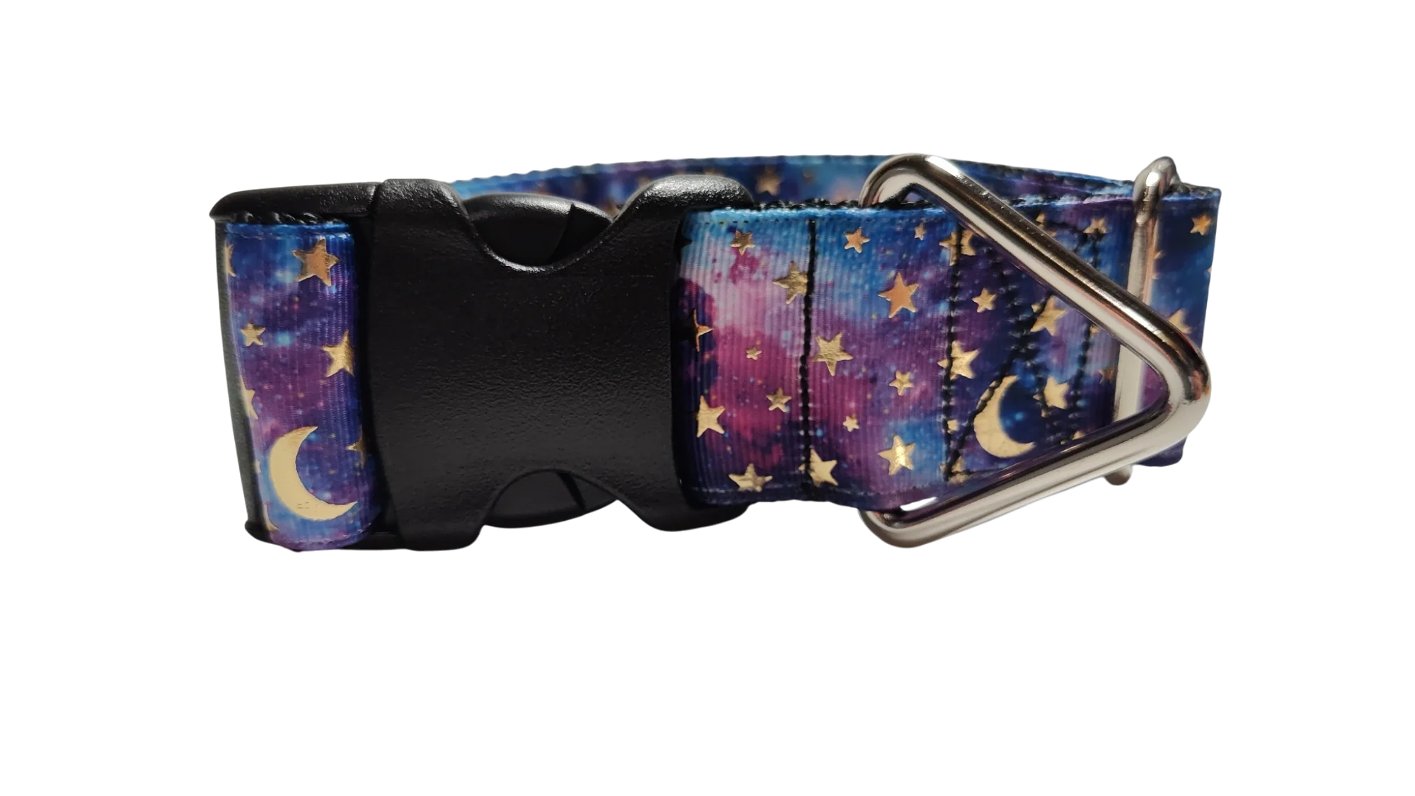 1.5" Wide Purple Stars and Moons Nylon Dog Collar - Image 2