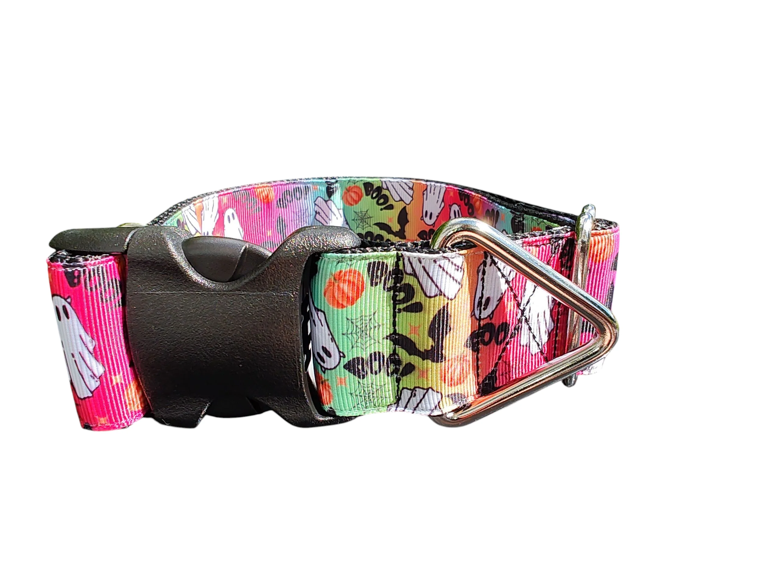 1.5" Wide Rainbow Ghosts Nylon Dog Collar - Image 2
