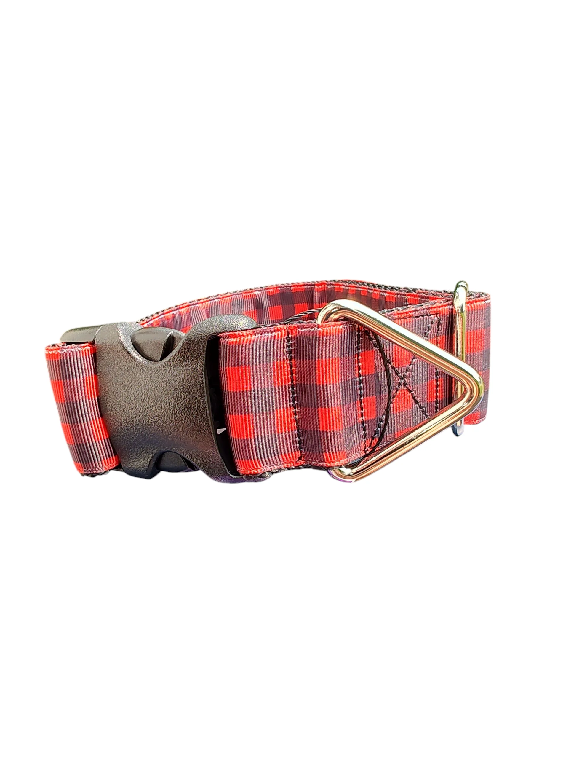 1.5" Wide Red Plaid Nylon Dog Collar - Image 2