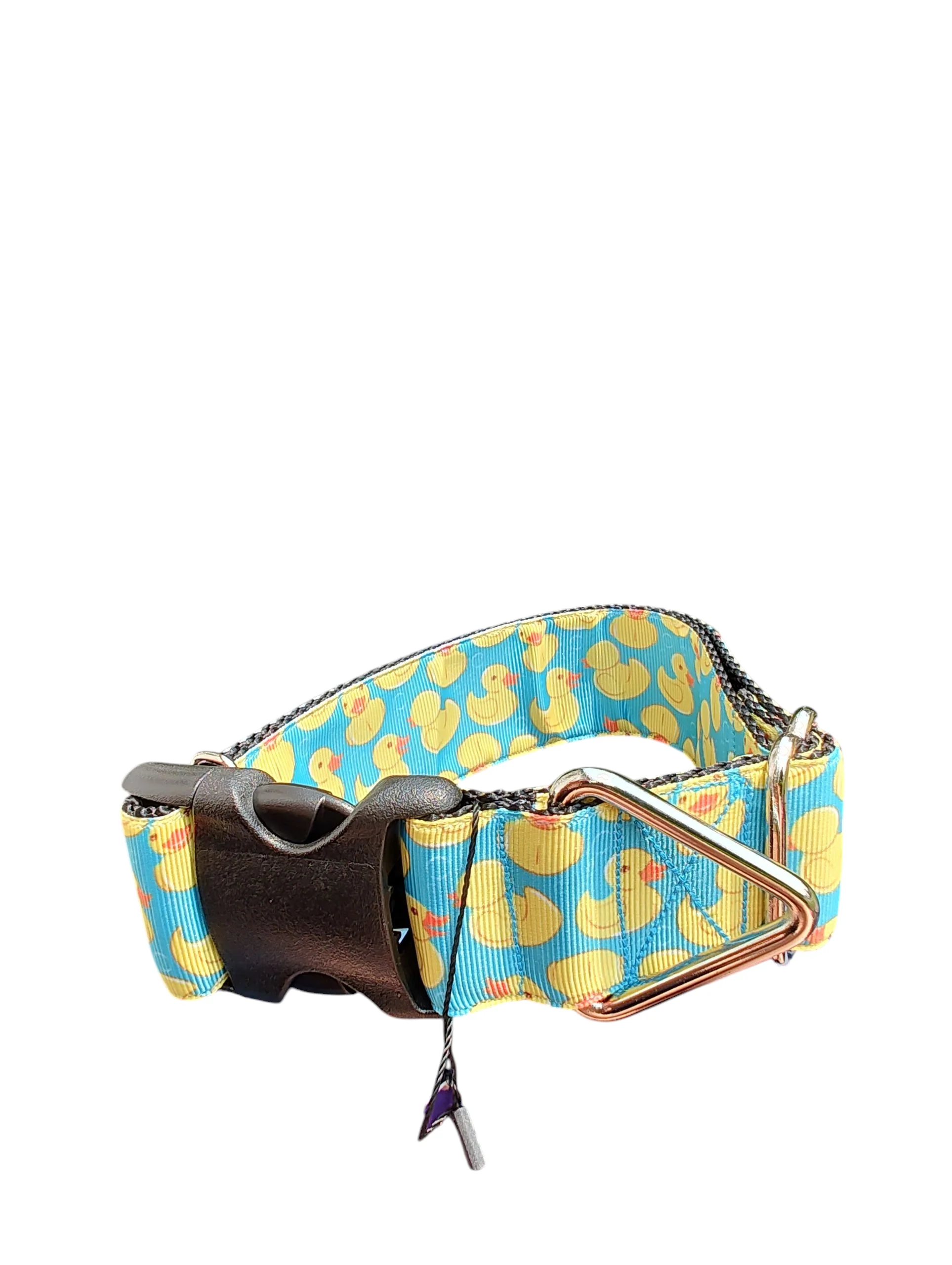 1.5" Wide Teal Rubber Duckies Nylon Dog Collar - Image 2