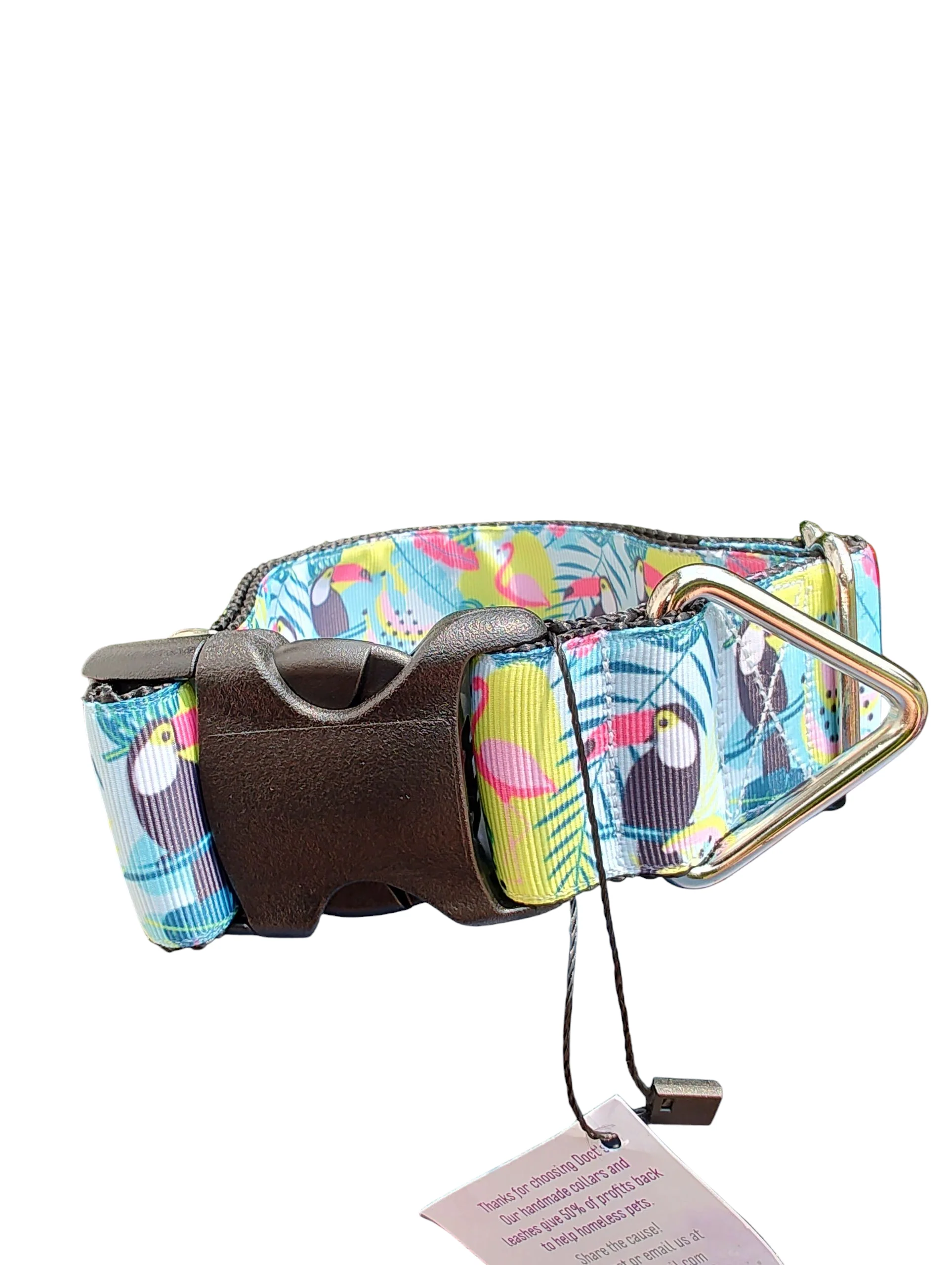1.5" Wide Tropical Toucans Nylon Dog Collar - Image 2