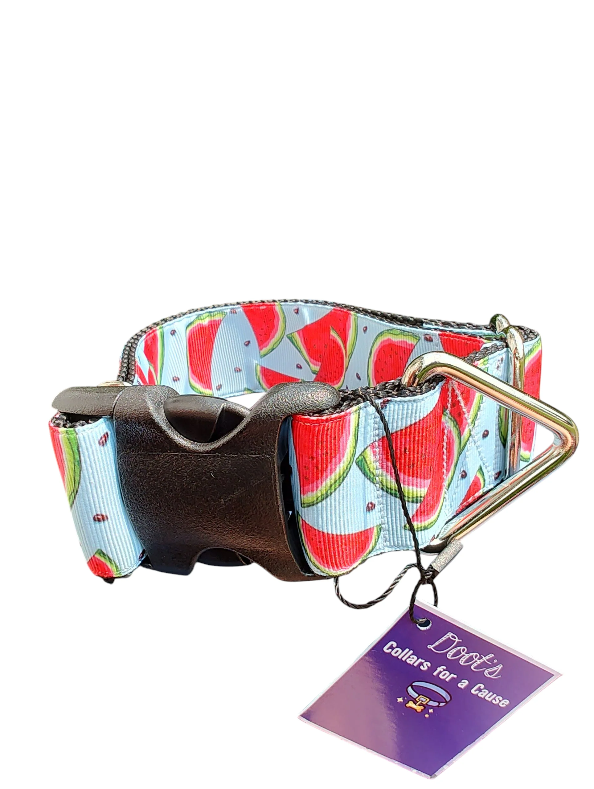 1.5" Wide Watermelon Wedges Nylon Dog Collar - Image 2