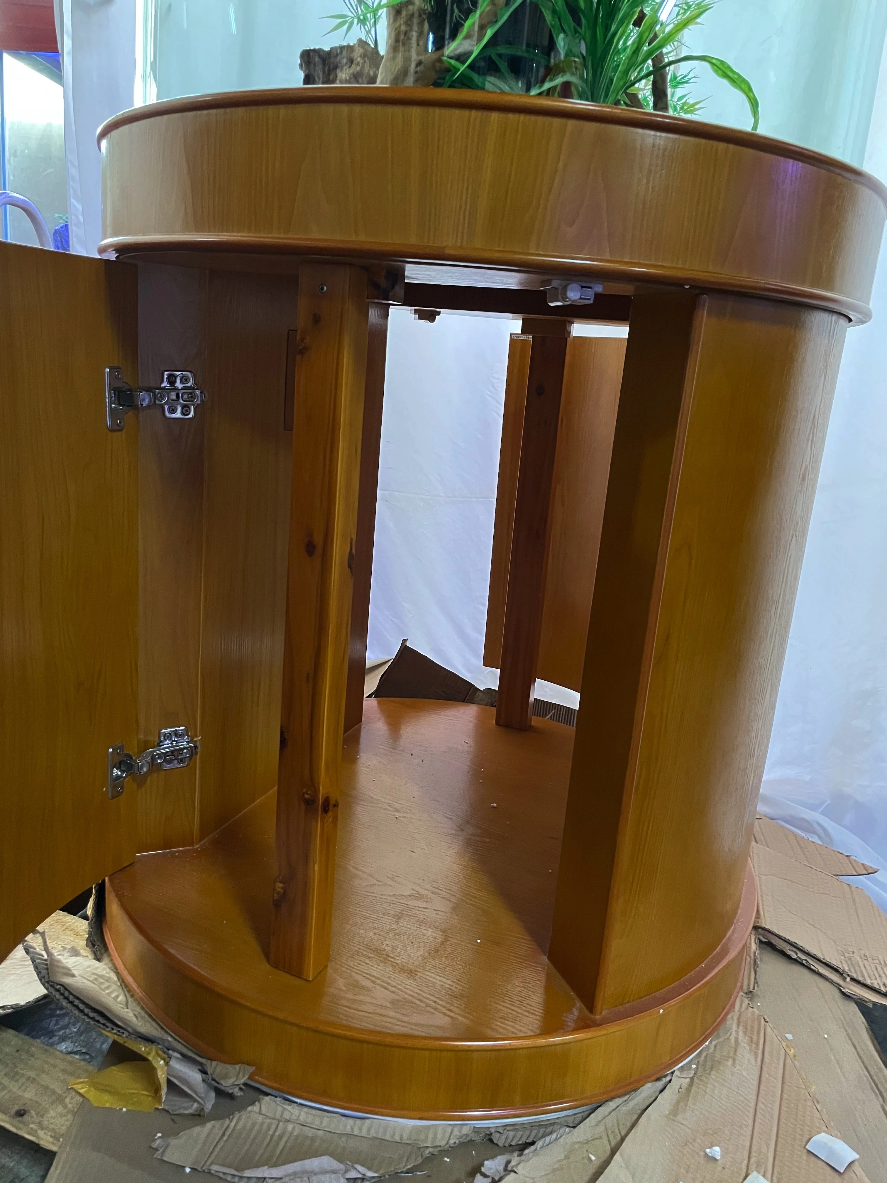 100 Gallon Glass Full Cylinder Aquarium Minor Blemish Reef-Ready Aquarium in Golden Oak Real Wood Furniture - Image 5