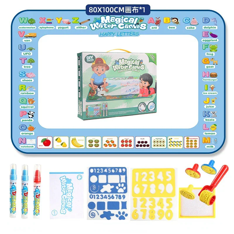 100x80CM Magic Water Drawing Mat Coloring Doodle With Reusable Magic Pens Montessori Painting Board Educational Toys Kids Gifts - Image 10