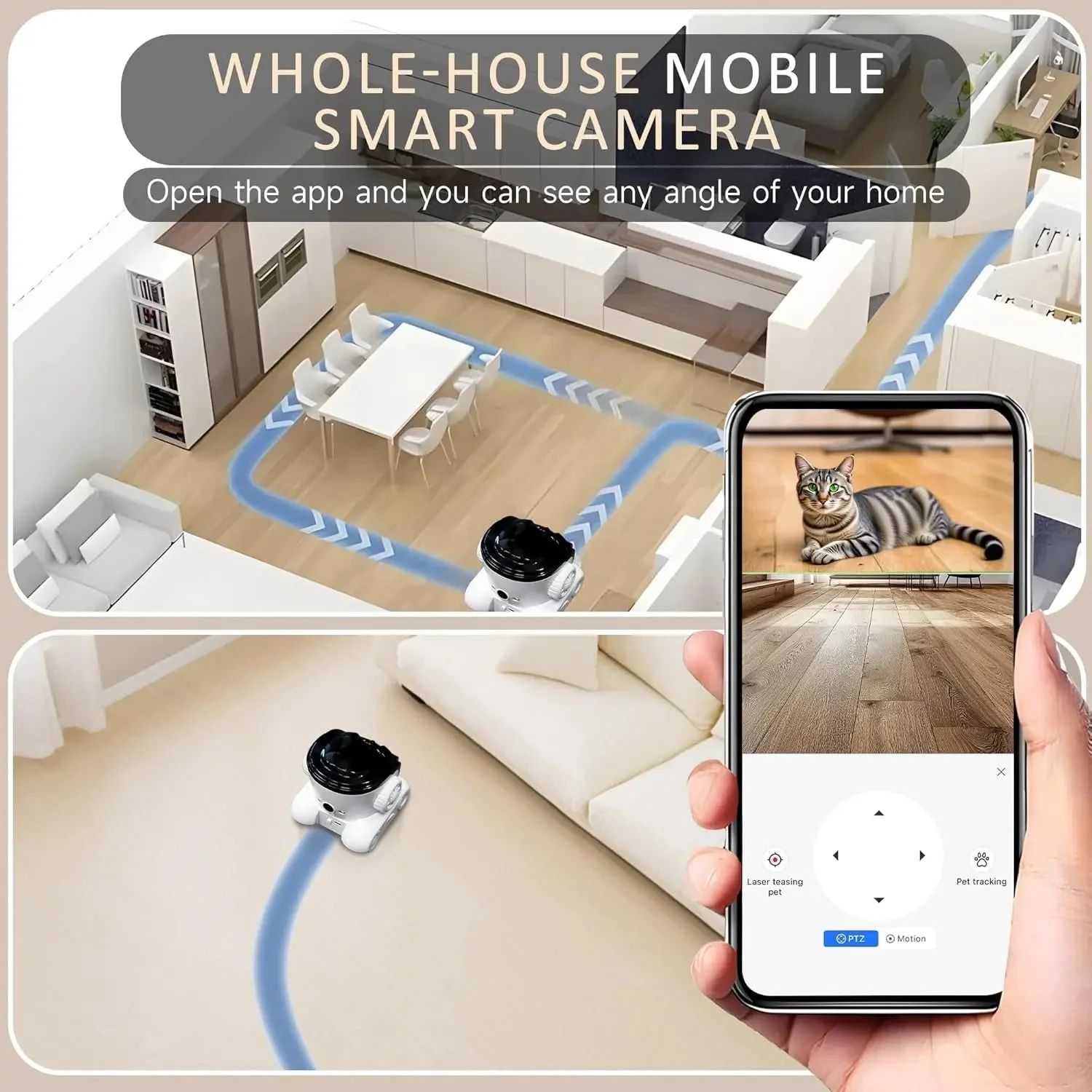 1080P Smart Pet Camera WiFi Robot 2-Way Audio Night Vision Motion Tracking(2026) - Image 6
