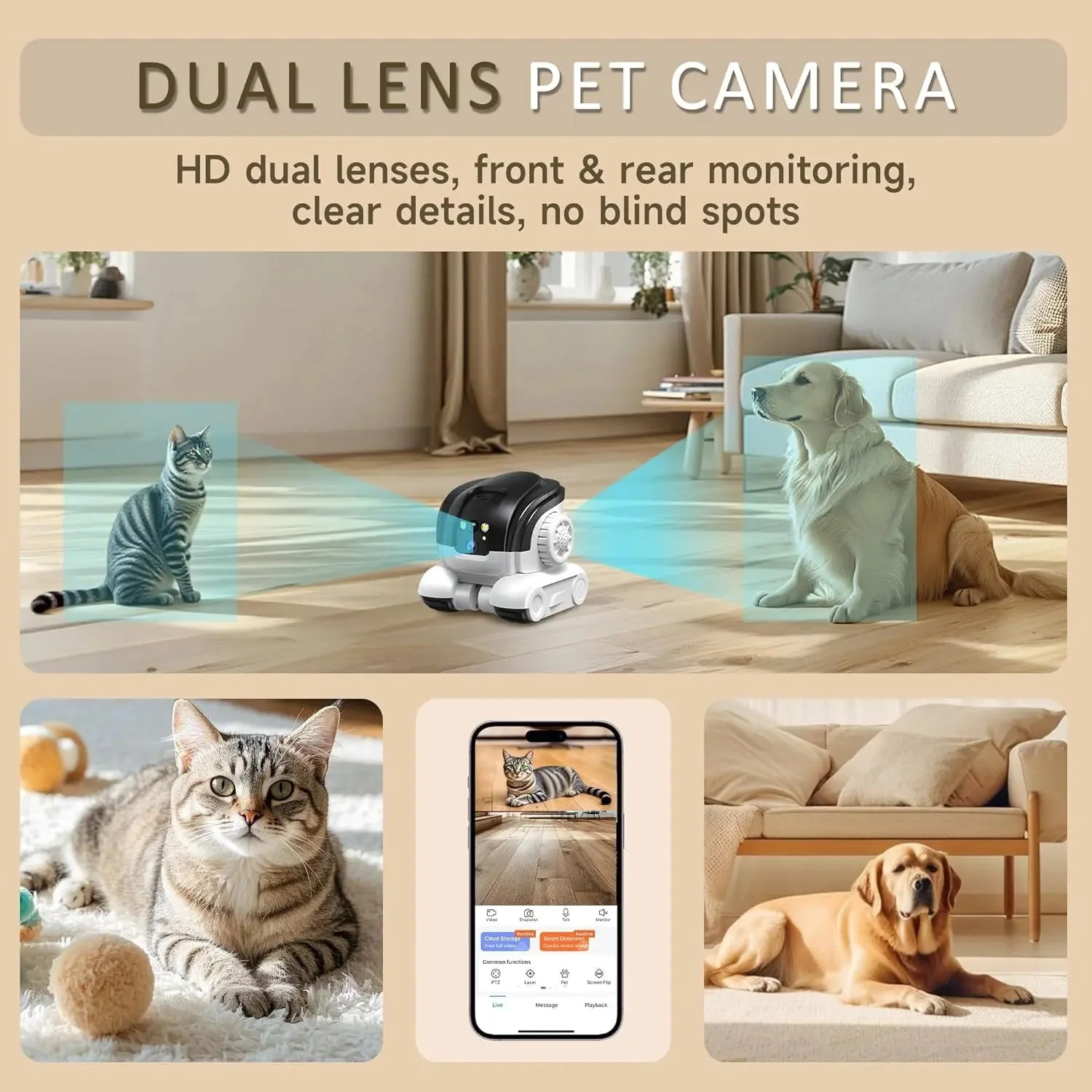 1080P Smart Pet Camera WiFi Robot 2-Way Audio Night Vision Motion Tracking(2026) - Image 7