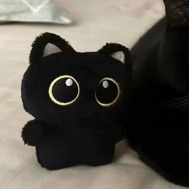 10cm Cute Black Cat Plush Toy – Small Stuffed Doll Pendant Gift - Image 2