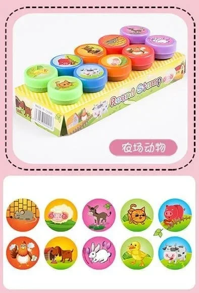 10pcs Assorted Self-Inking Stamps for Kids - DIY Craft & Scrapbooking - Image 12