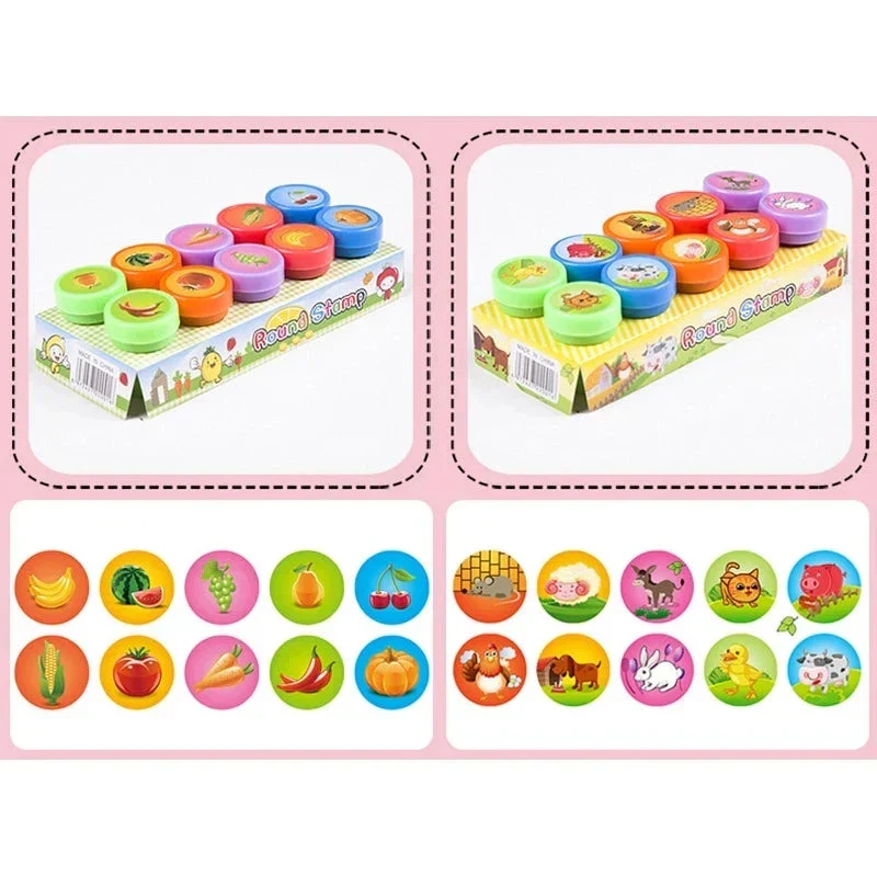 10pcs Assorted Self-Inking Stamps for Kids - DIY Craft & Scrapbooking - Image 4