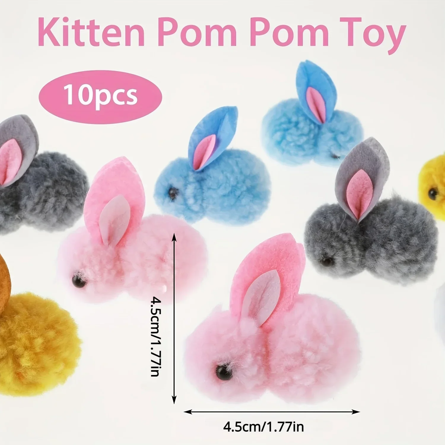10pcs Plush Bunny Cat Toy Balls – Soft, Colorful & Interactive - Image 4