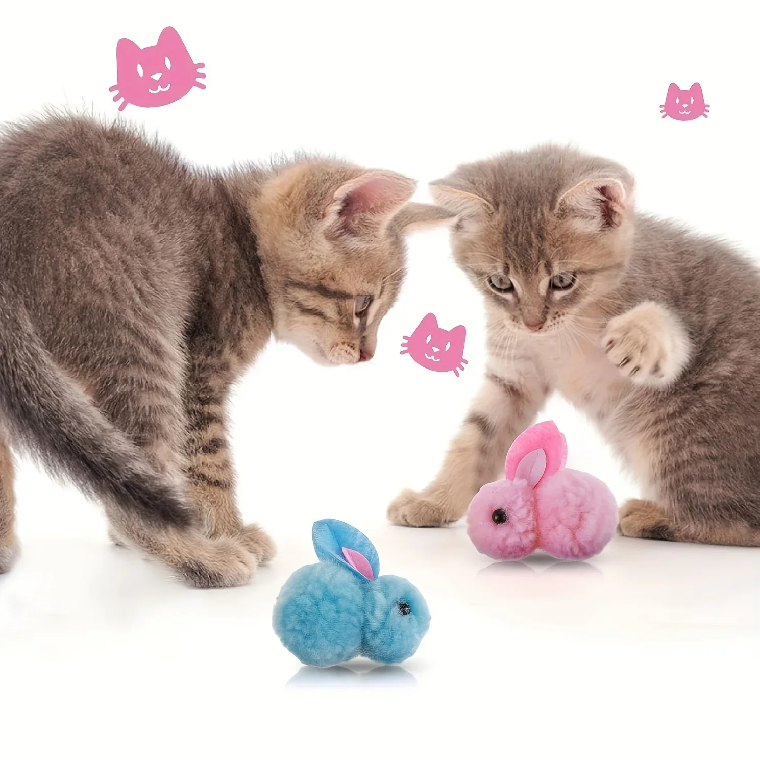 10pcs Plush Bunny Cat Toy Balls – Soft, Colorful & Interactive - Image 5
