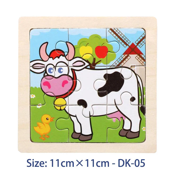 11cm/4.33in Kids Wooden Jigsaw Puzzle Games Cartoon Animal Vehicle Pattern Children Montessori Educational Toys - Image 22