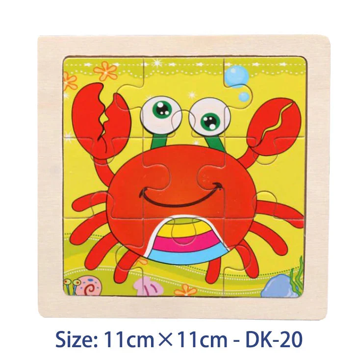 11cm/4.33in Kids Wooden Jigsaw Puzzle Games Cartoon Animal Vehicle Pattern Children Montessori Educational Toys - Image 24