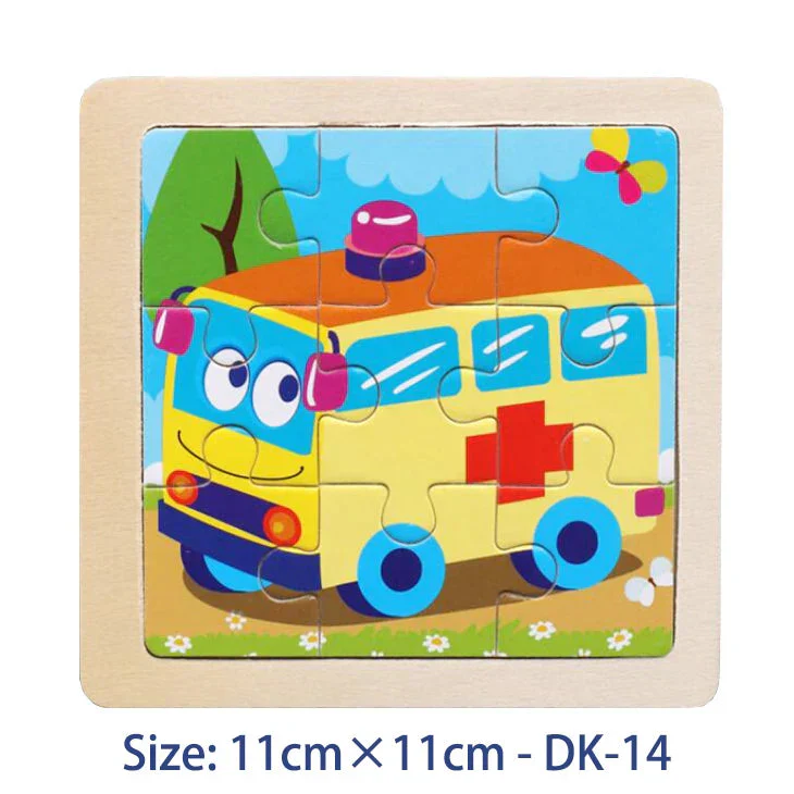 11cm/4.33in Kids Wooden Jigsaw Puzzle Games Cartoon Animal Vehicle Pattern Children Montessori Educational Toys - Image 25
