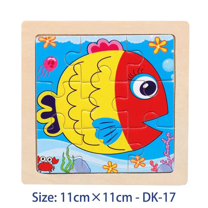 11cm/4.33in Kids Wooden Jigsaw Puzzle Games Cartoon Animal Vehicle Pattern Children Montessori Educational Toys - Image 26