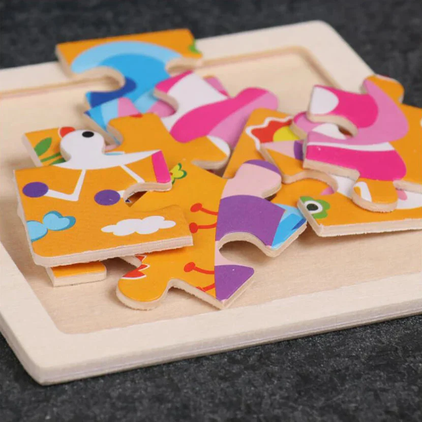 11cm/4.33in Kids Wooden Jigsaw Puzzle Games Cartoon Animal Vehicle Pattern Children Montessori Educational Toys - Image 5