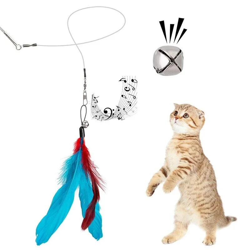 11PCS Cat Feather Toy Set – Replacement Feather Heads & Retractable Cat Wand Interactive Teaser Toys - Image 4