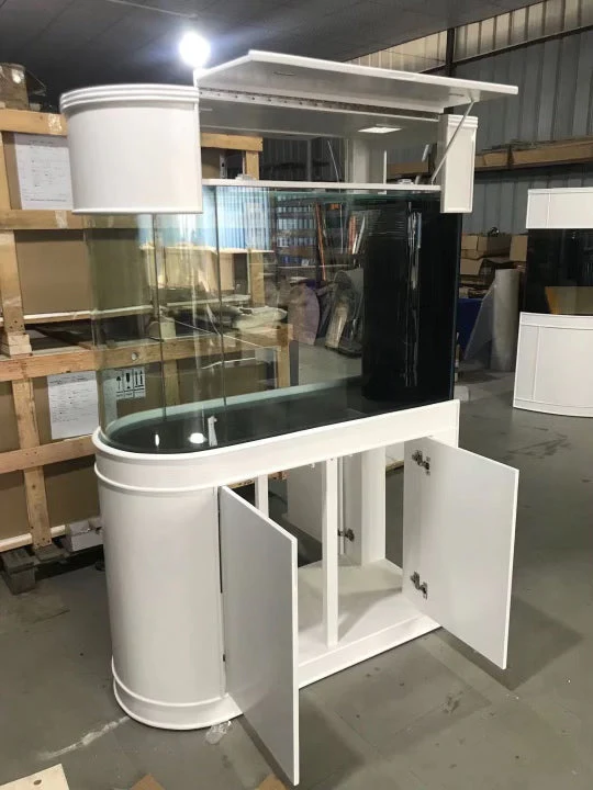 120 Gallon U-Shape Bullnose Peninsula Divider Glass Aquarium Reef-Ready in Premium Cherry Real Wood Furniture - Image 4