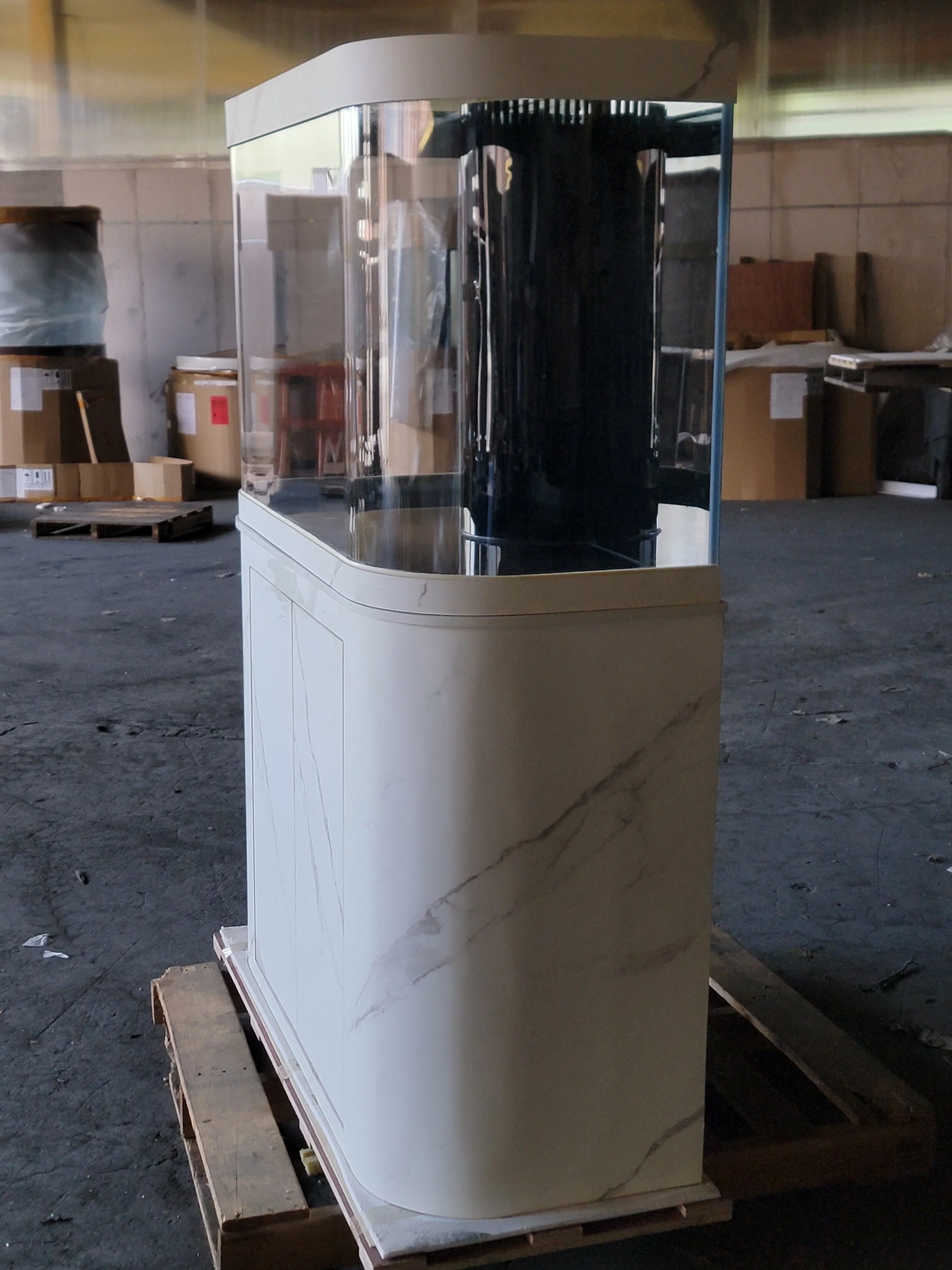120g Curved Panoramic Flat Bowfront Glass Reef-Ready Aquarium in Marble Finish Stand - Image 3