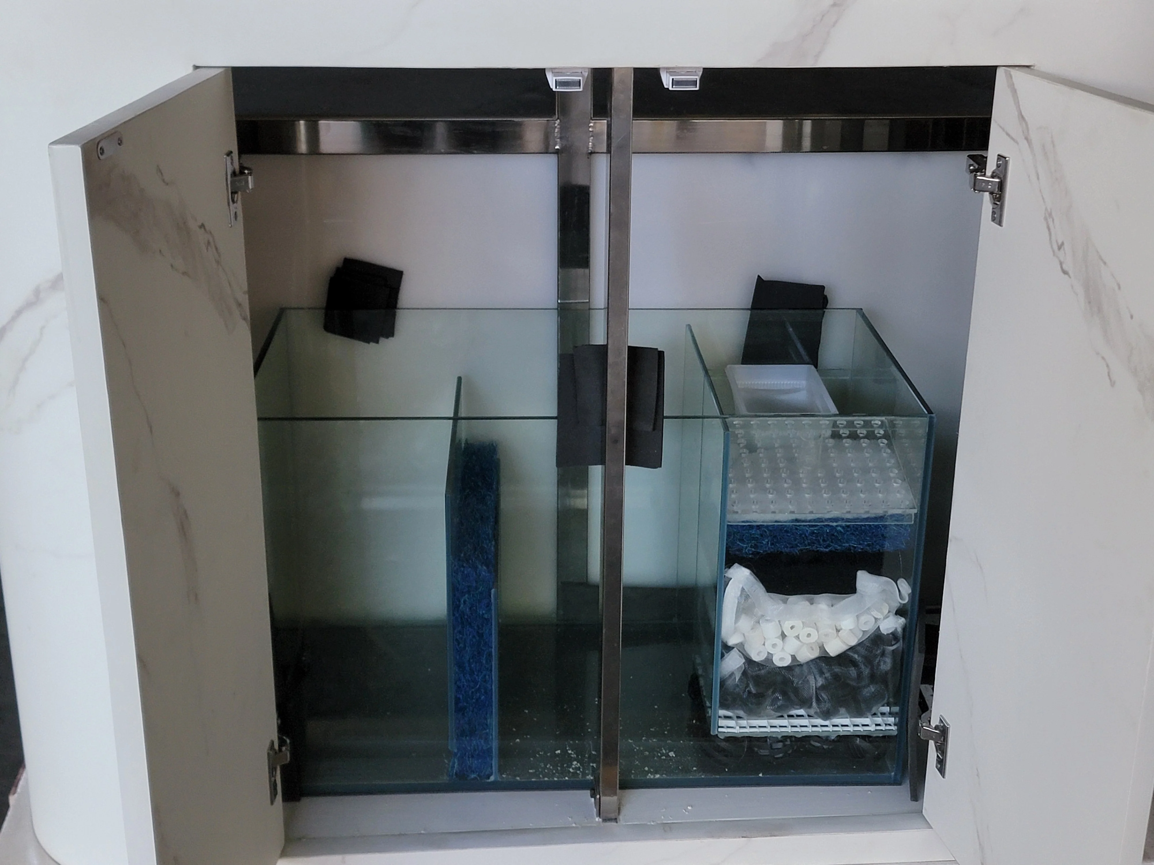 120g Curved Panoramic Flat Bowfront Glass Reef-Ready Aquarium in Marble Finish Stand - Image 6