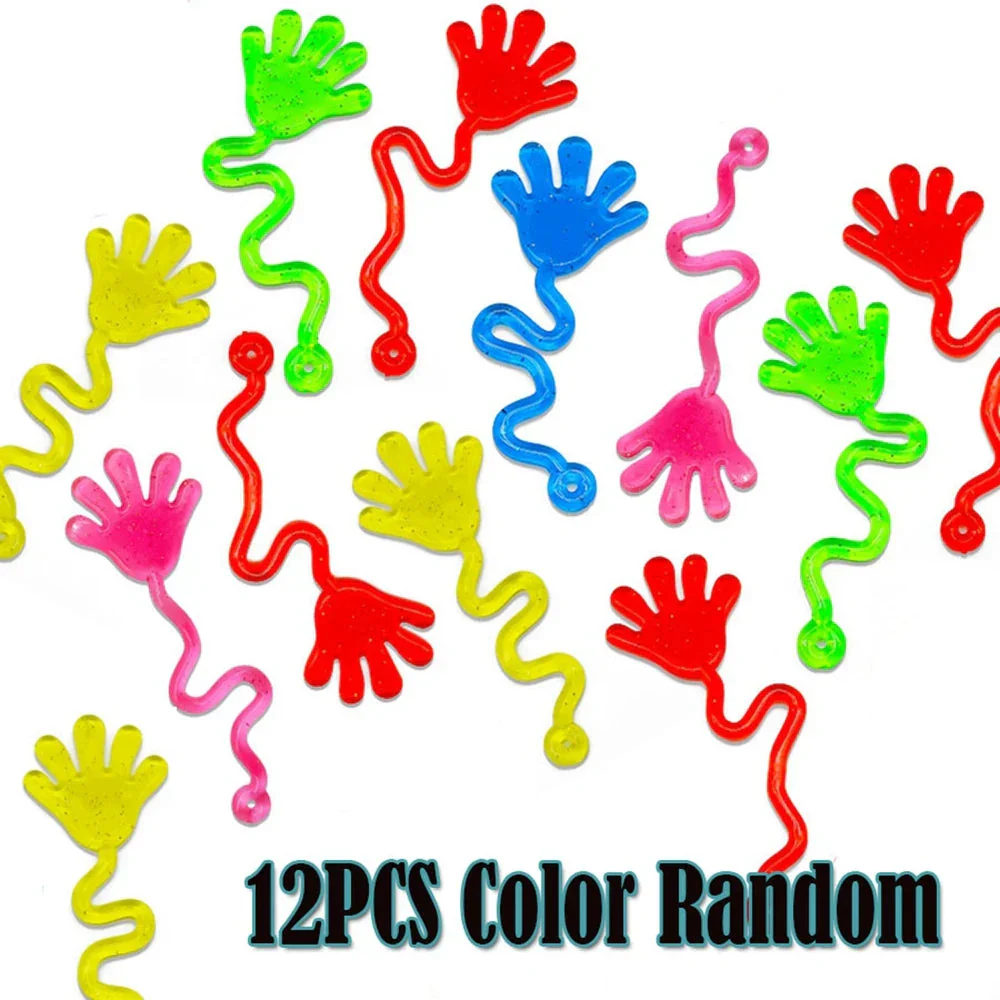 12PCS for Kids Adult Glitter Sticky Hands Mini Stretchy Stress Relief Sensory Toys Party Favors Supplies Goodie Bag Stuffers - Image 7