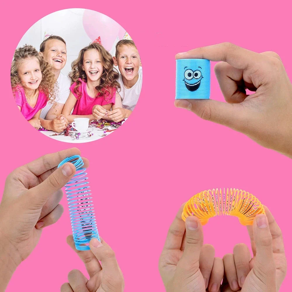 12PCS Smiling Face Rainbow Spring Toys – Mini Magic Coil Fidgets for Kids | Stress Relief Party Favors in Random Colors - Image 2