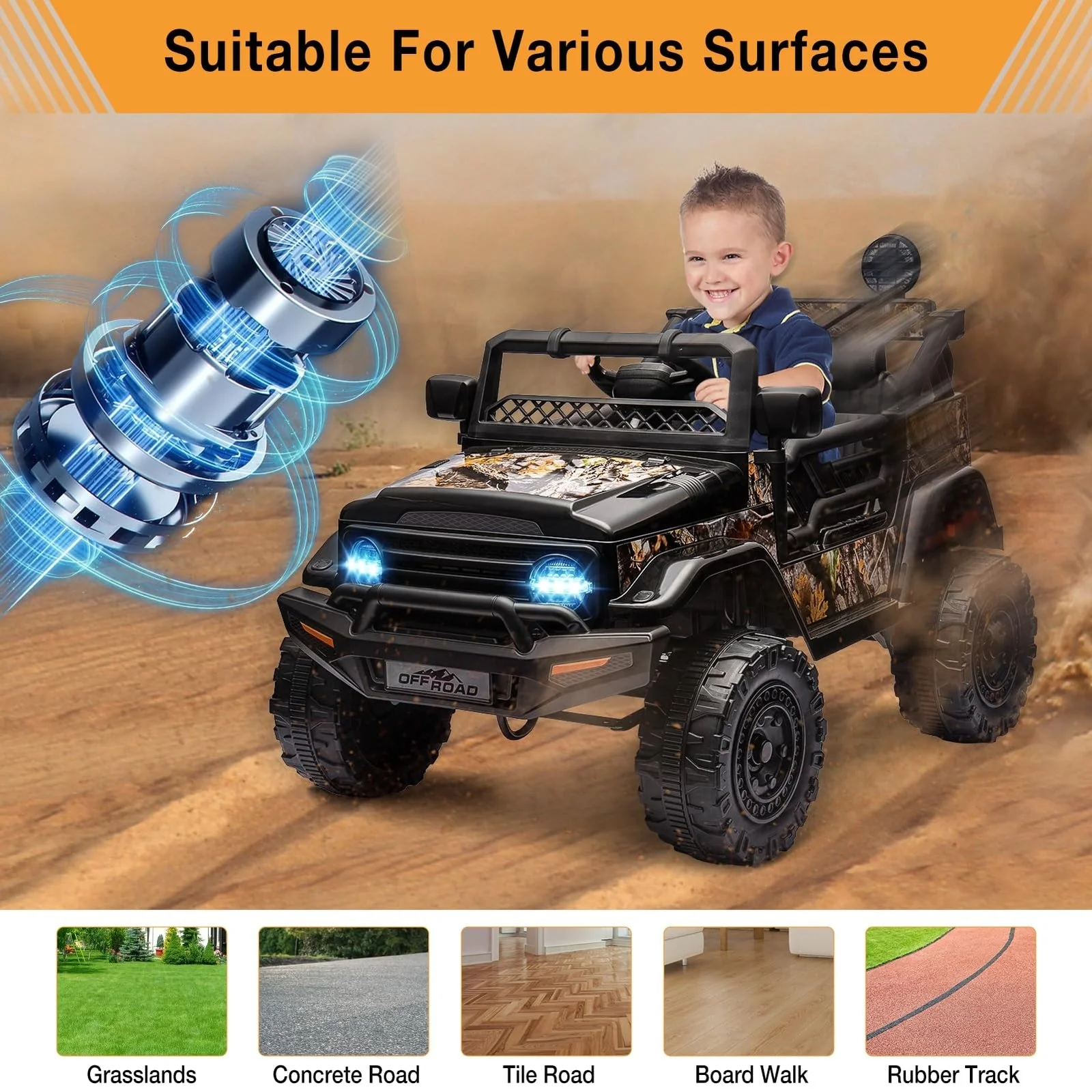 12V Battery-Powered Electric Ride-On Truck Car for Kids with Music and Remote Control - Image 6