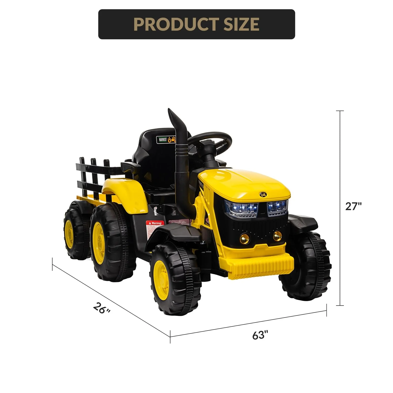 12V Electric Ride-On Tractor with Trailer for Kids, Battery Powered Vehicle - Image 13