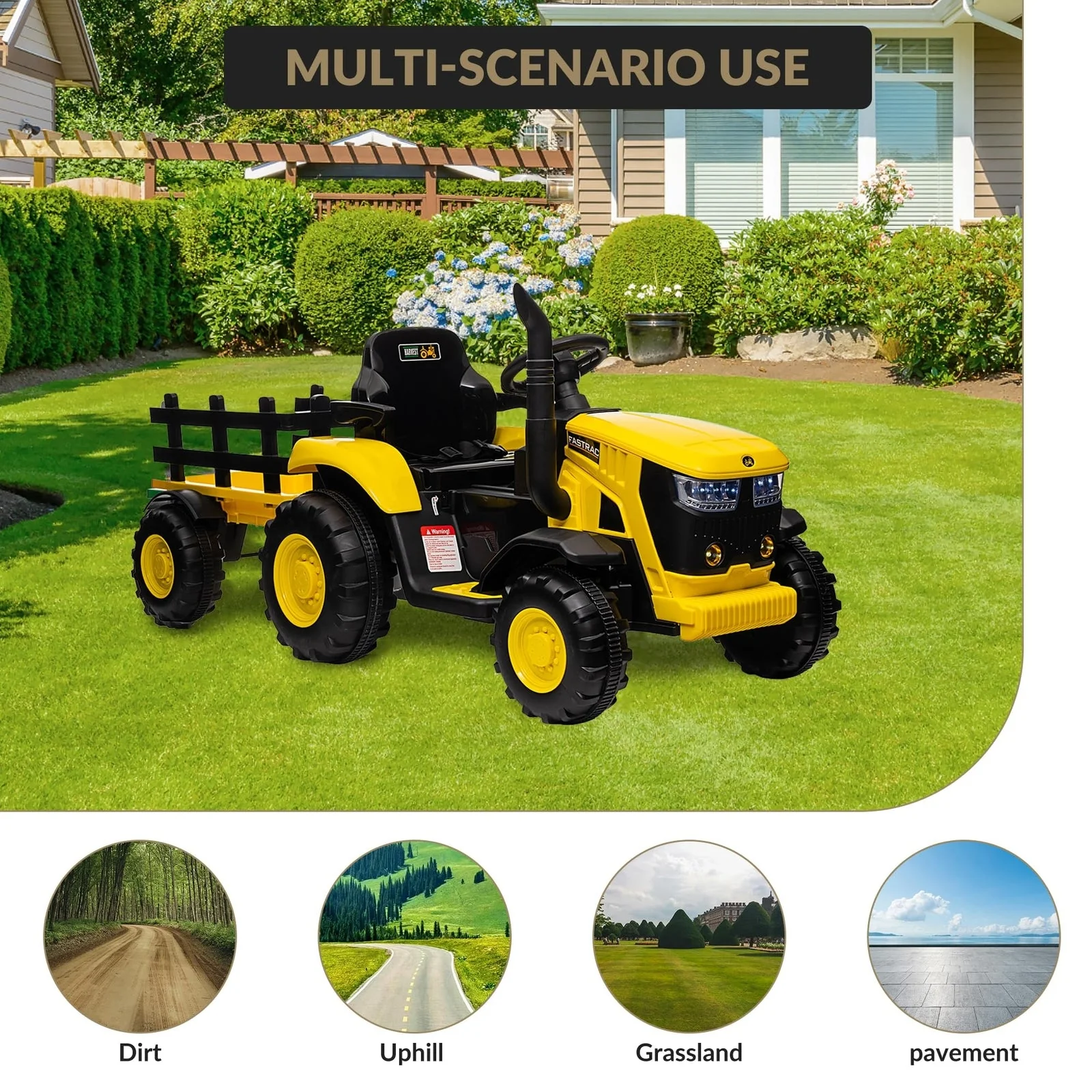 12V Electric Ride-On Tractor with Trailer for Kids, Battery Powered Vehicle - Image 18