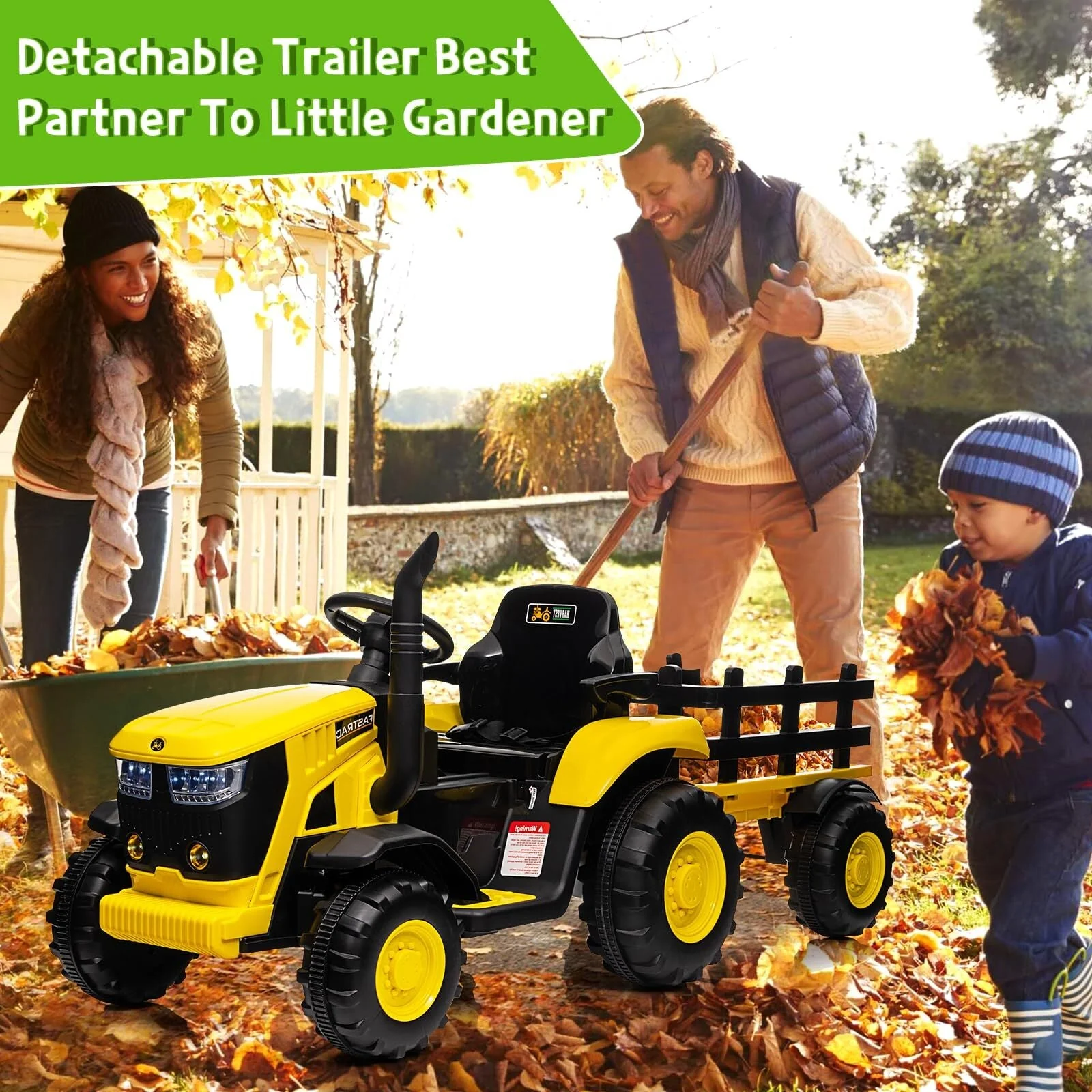 12V Electric Ride-On Tractor with Trailer for Kids, Battery Powered Vehicle - Image 4