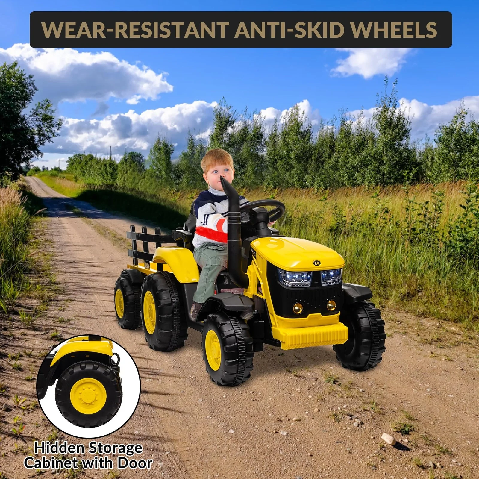 12V Electric Ride-On Tractor with Trailer for Kids, Battery Powered Vehicle - Image 7