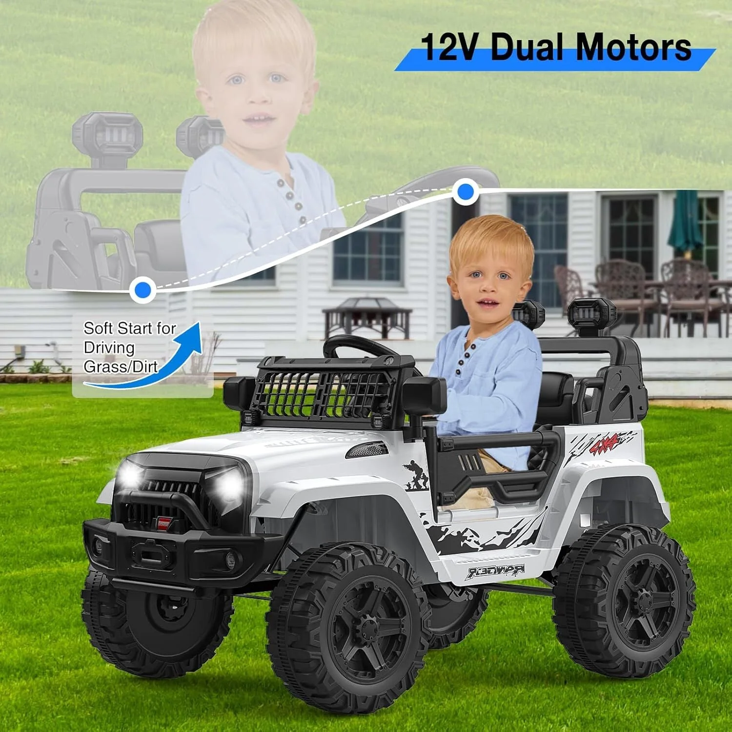 12V Electric Ride-On Truck Car for Kids with Remote Control and Music - Image 3