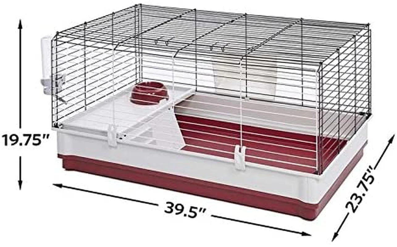 158 Wabbitat Deluxe Rabbit Home, Rabbit Cage, 39.5 L X 23.75 W X 19.75 H Inch, Maroon/White - Image 2
