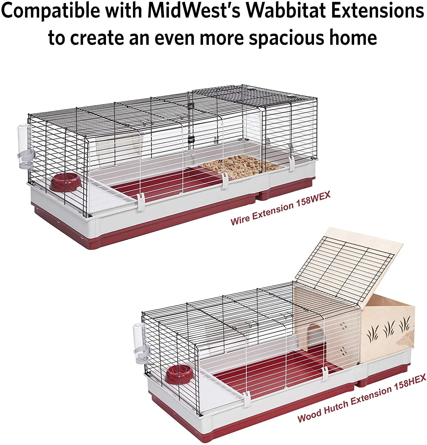 158 Wabbitat Deluxe Rabbit Home, Rabbit Cage, 39.5 L X 23.75 W X 19.75 H Inch, Maroon/White - Image 6