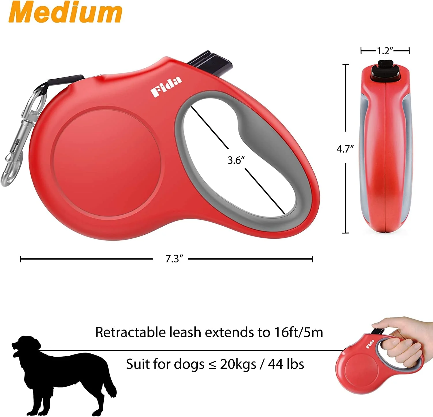 16 ft Retractable Dog Leash with Dispenser and Poop Bags - Image 6