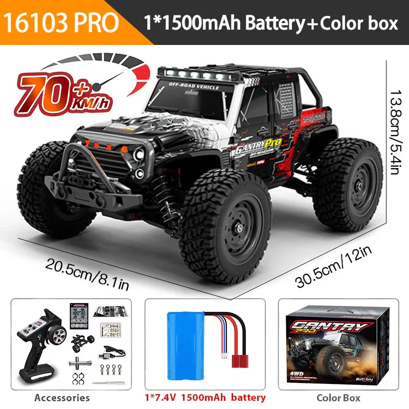 16103PRO 2.4GHz 70KM/H Professional RC Car: Brushless Motor, 1:16 Scale 4WD High-Speed Off-road Climbing Vehicle Wtith LED Light - Image 9