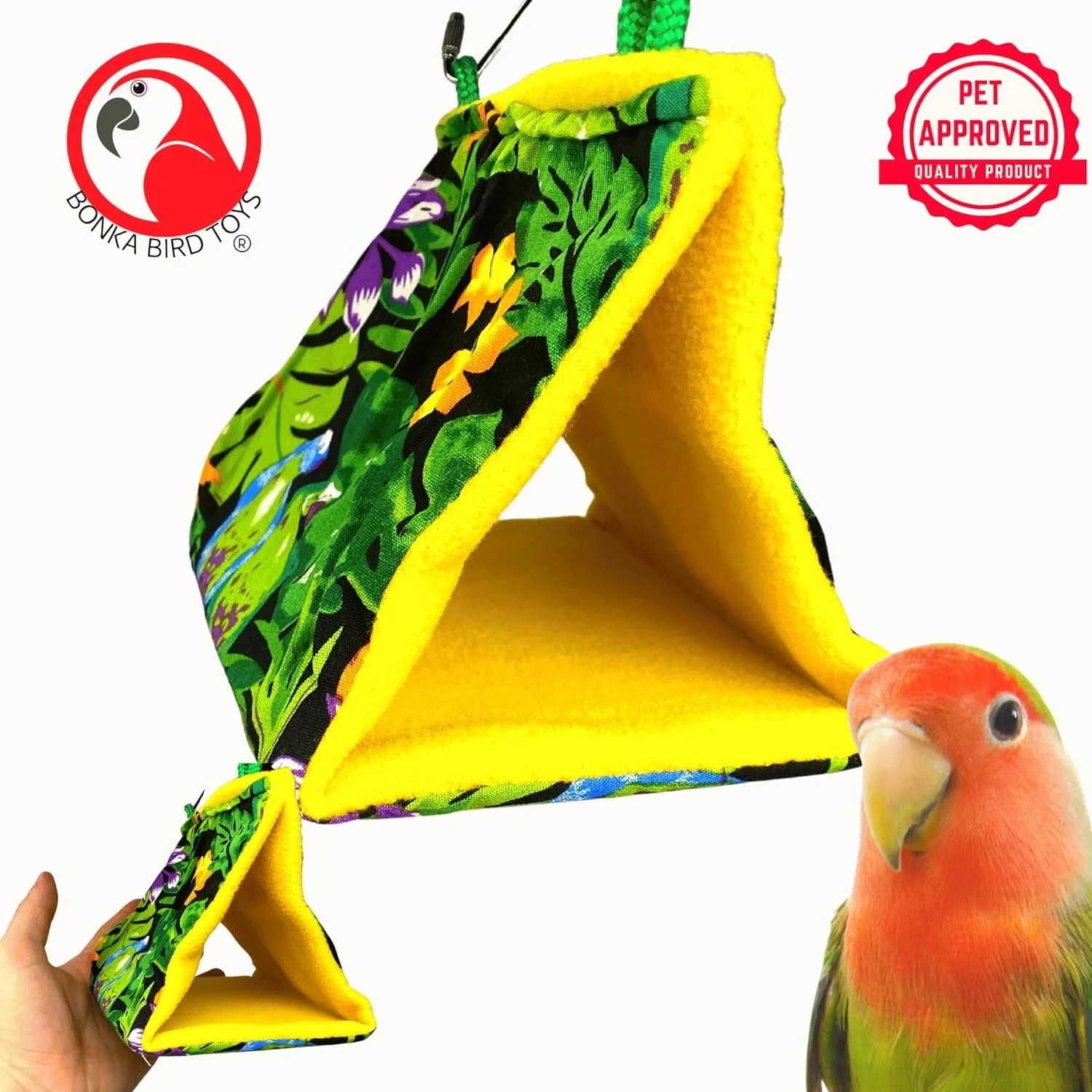 1689 Small Bonka Happy Hut  Fabric Soft Colorful Parrotlet Budgie Cockatiel Parakeet - Image 2