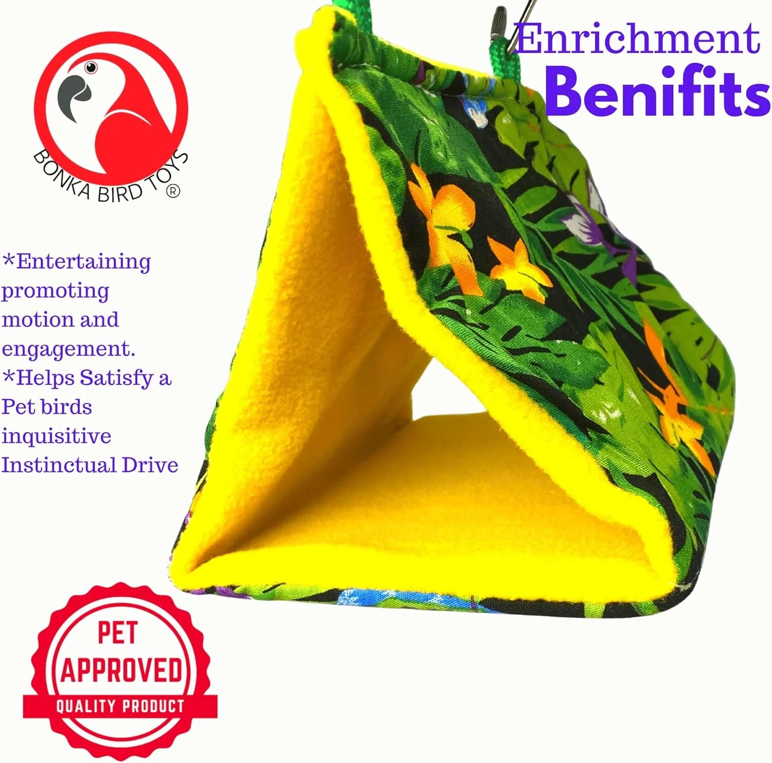1689 Small Bonka Happy Hut  Fabric Soft Colorful Parrotlet Budgie Cockatiel Parakeet - Image 3