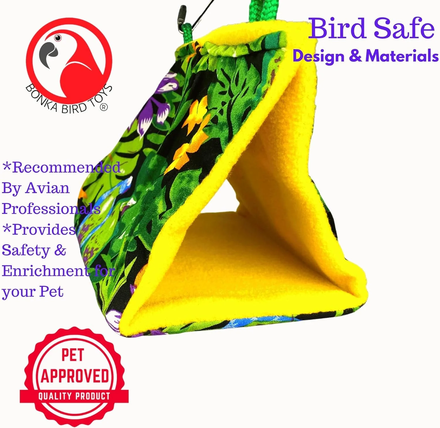 1689 Small Bonka Happy Hut  Fabric Soft Colorful Parrotlet Budgie Cockatiel Parakeet - Image 5