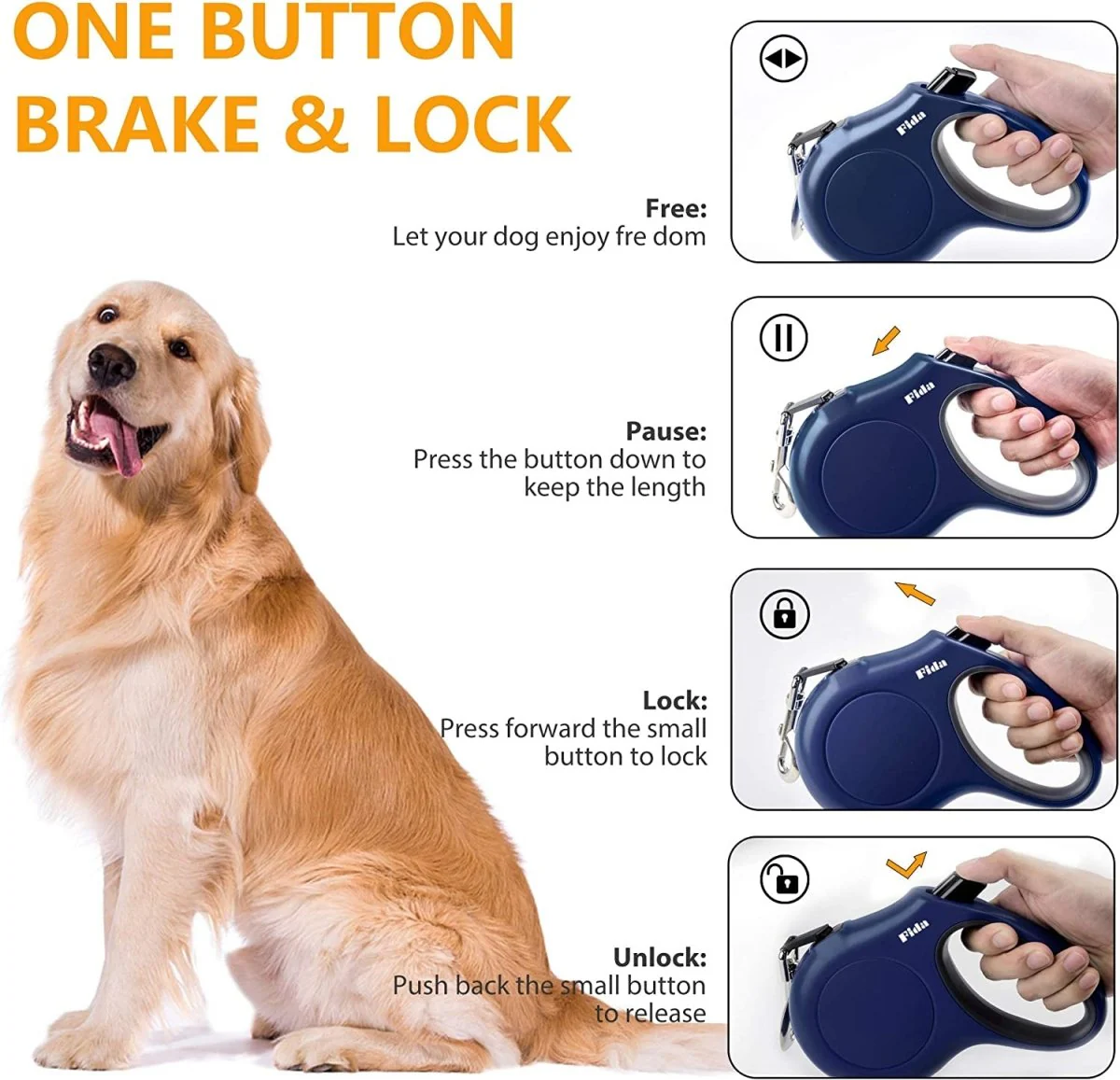 16ft Retractable Dog Leash with Dispenser and Poop Bags - Image 4